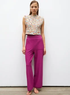 pantalon taille haute maille jersey