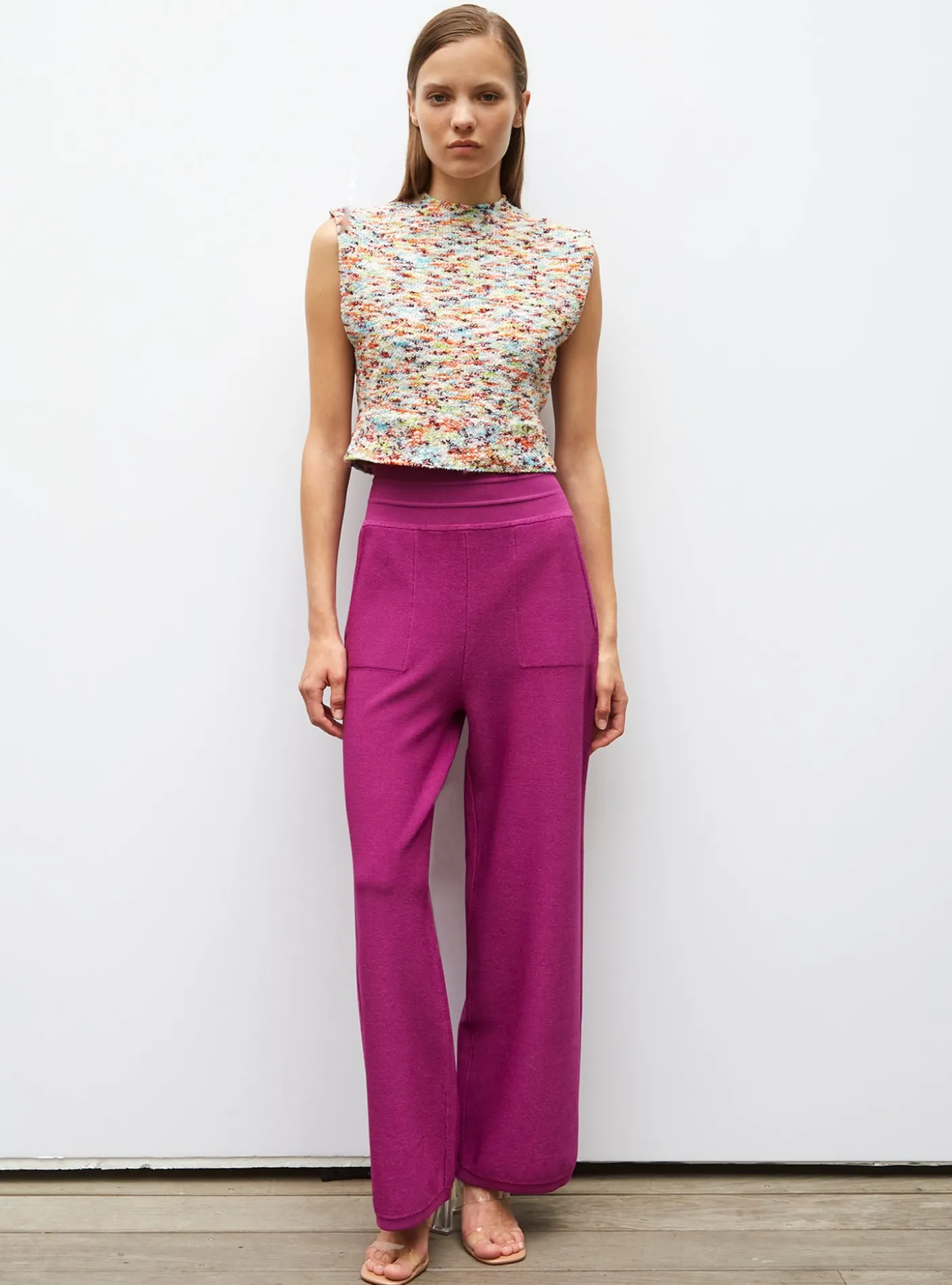 pantalon taille haute maille jersey