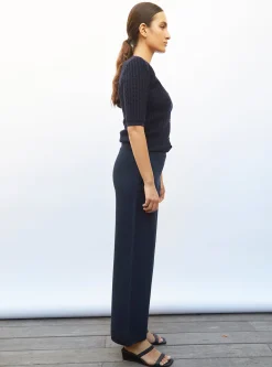 pantalon taille haute maille jersey