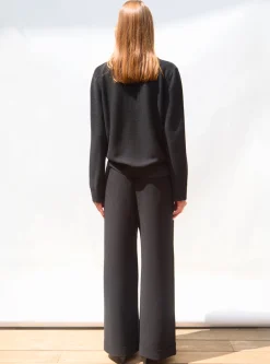 pantalon taille haute maille couture