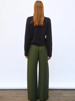 pantalon taille haute maille couture
