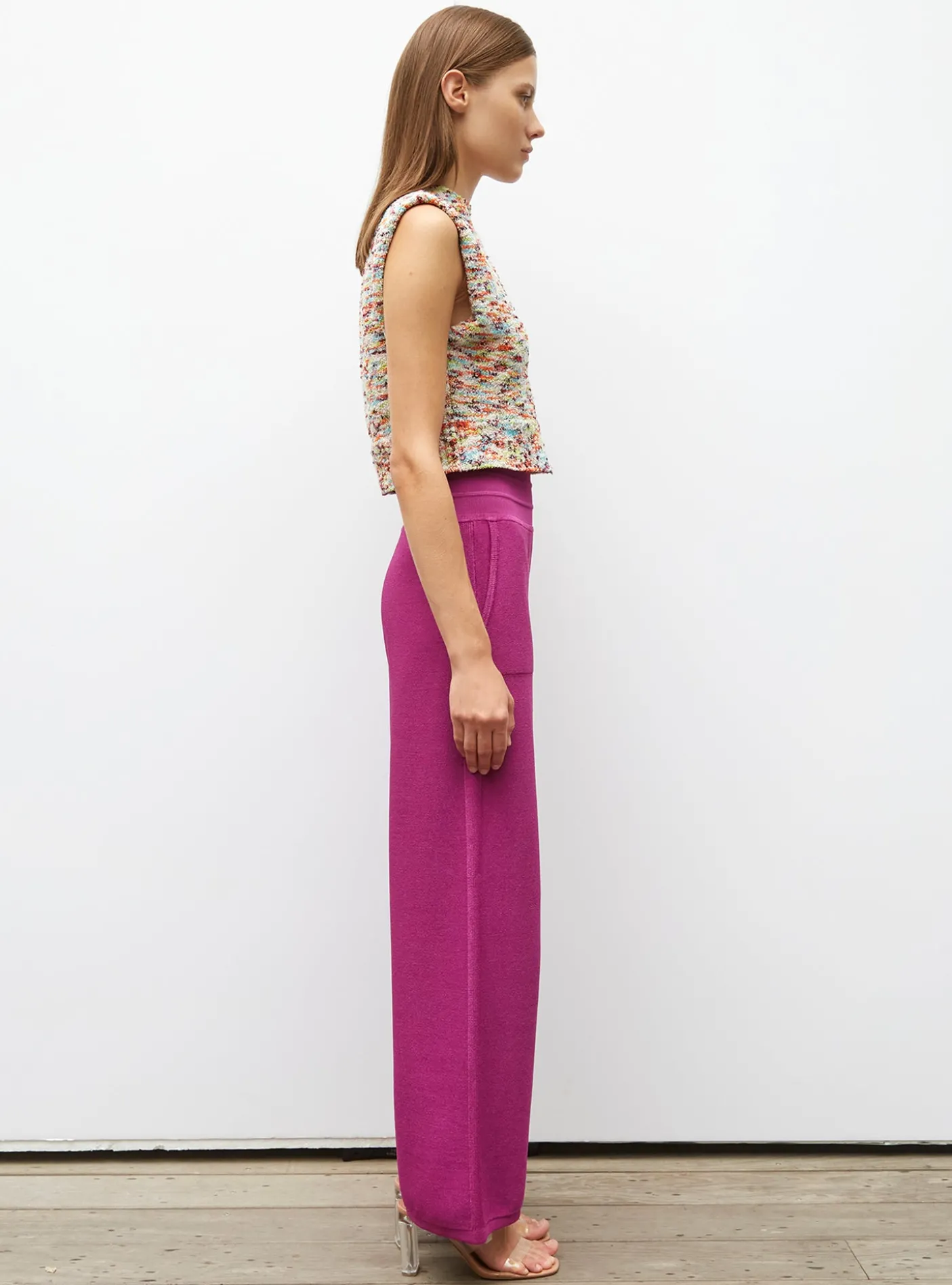 pantalon taille haute maille jersey