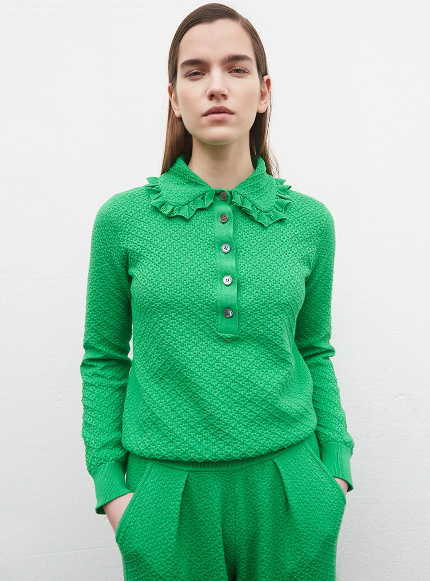 polo couture en maille damier
