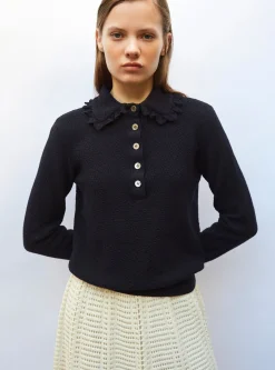 polo couture en maille damier