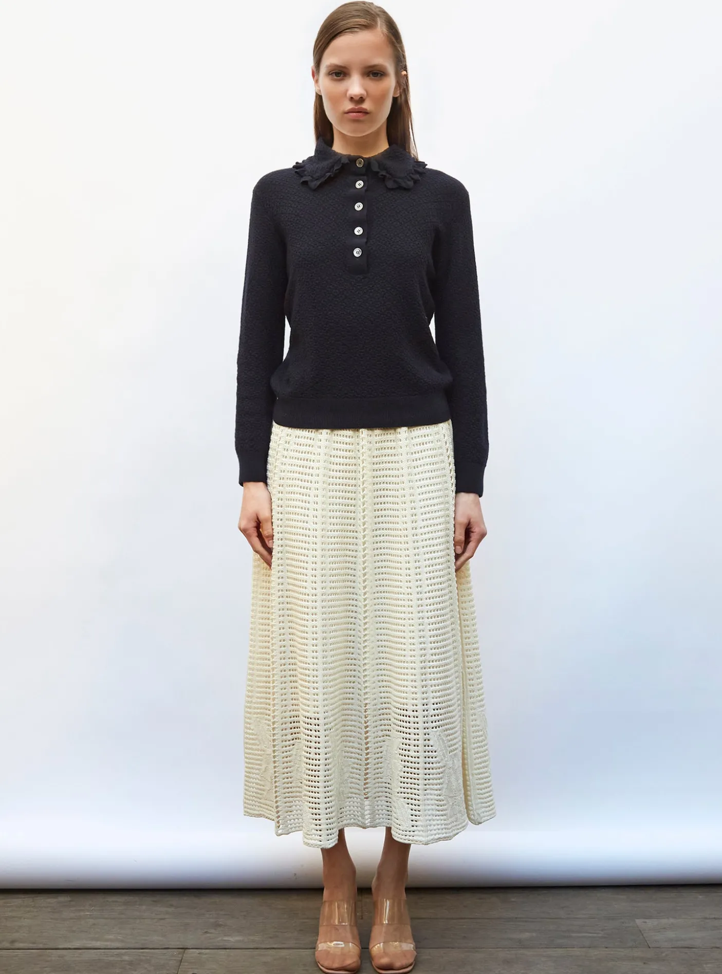 polo couture en maille damier