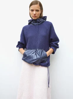 pull à capuche maille damier