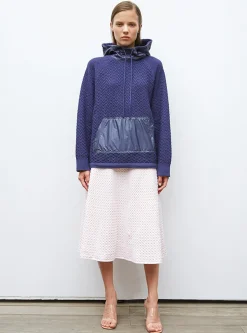 pull à capuche maille damier