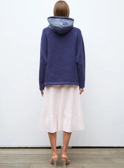 pull à capuche maille damier