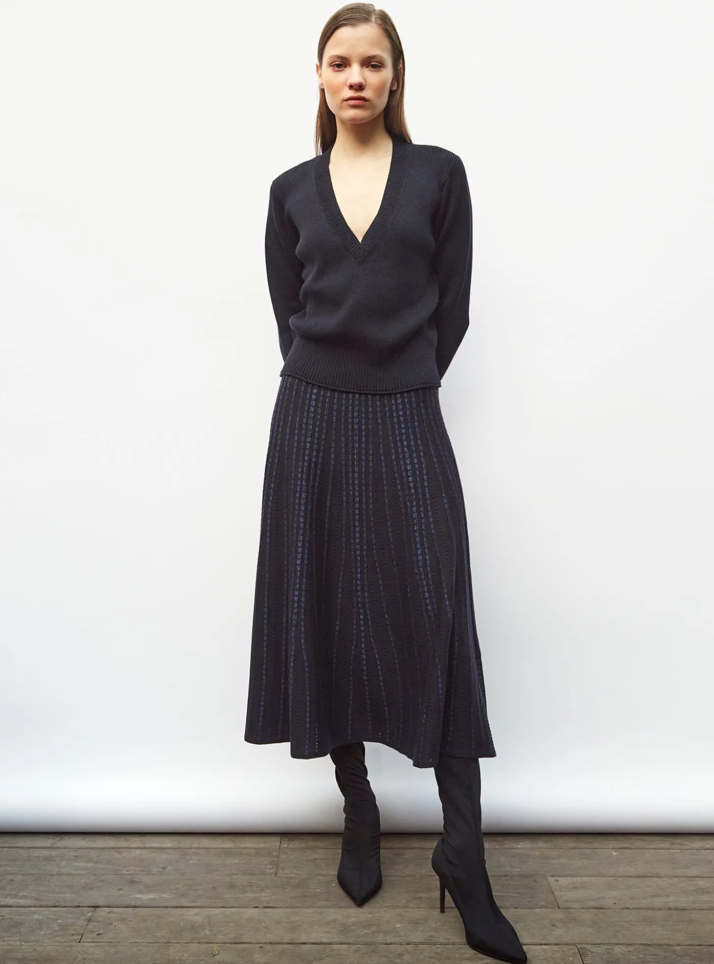 pull col v maille pleine