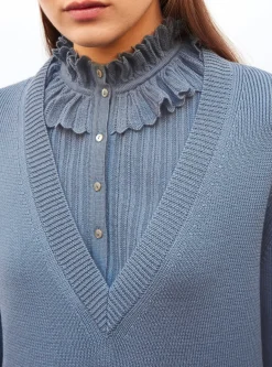 pull col v maille pleine