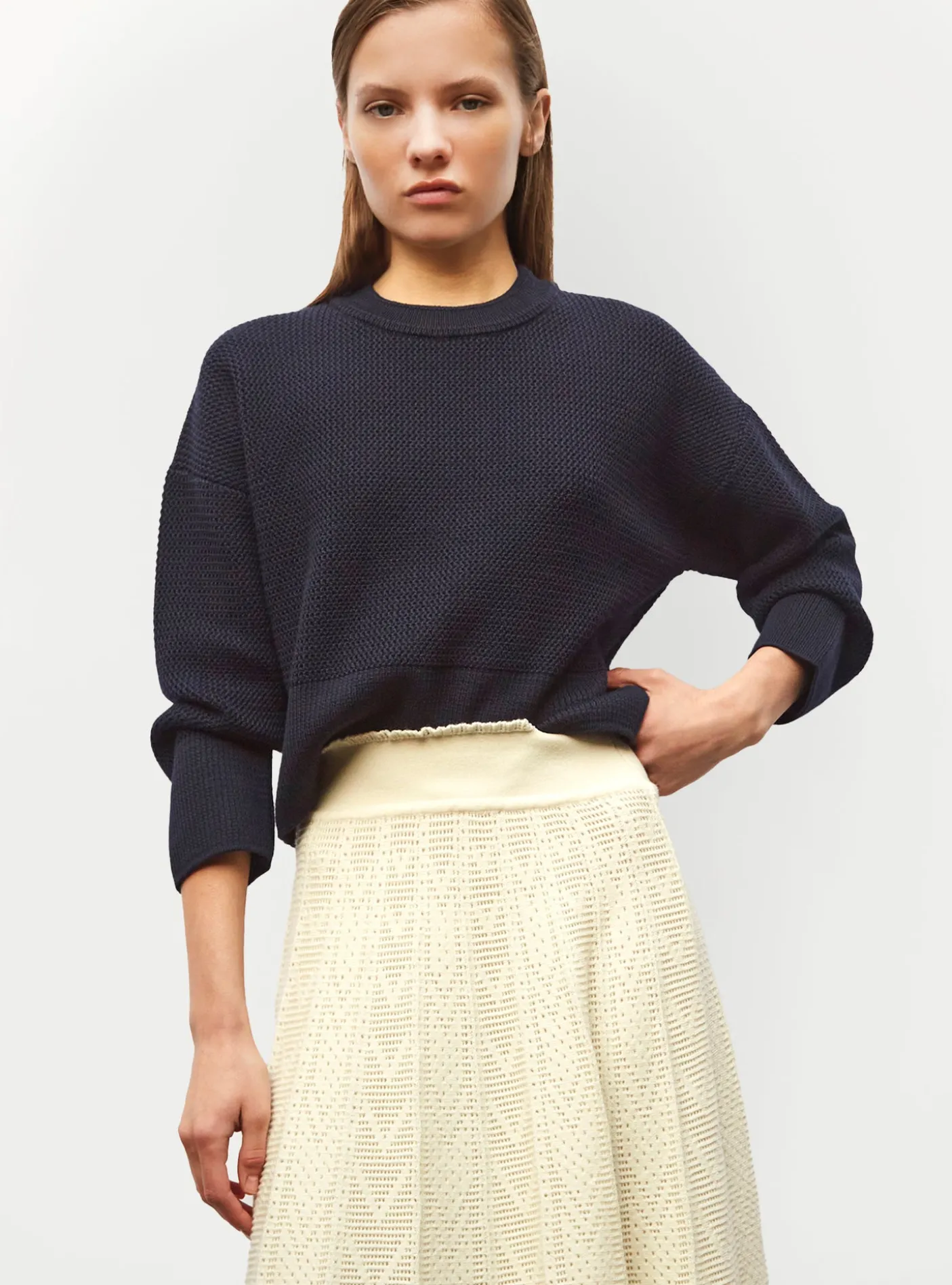 pull court en maille ondulée