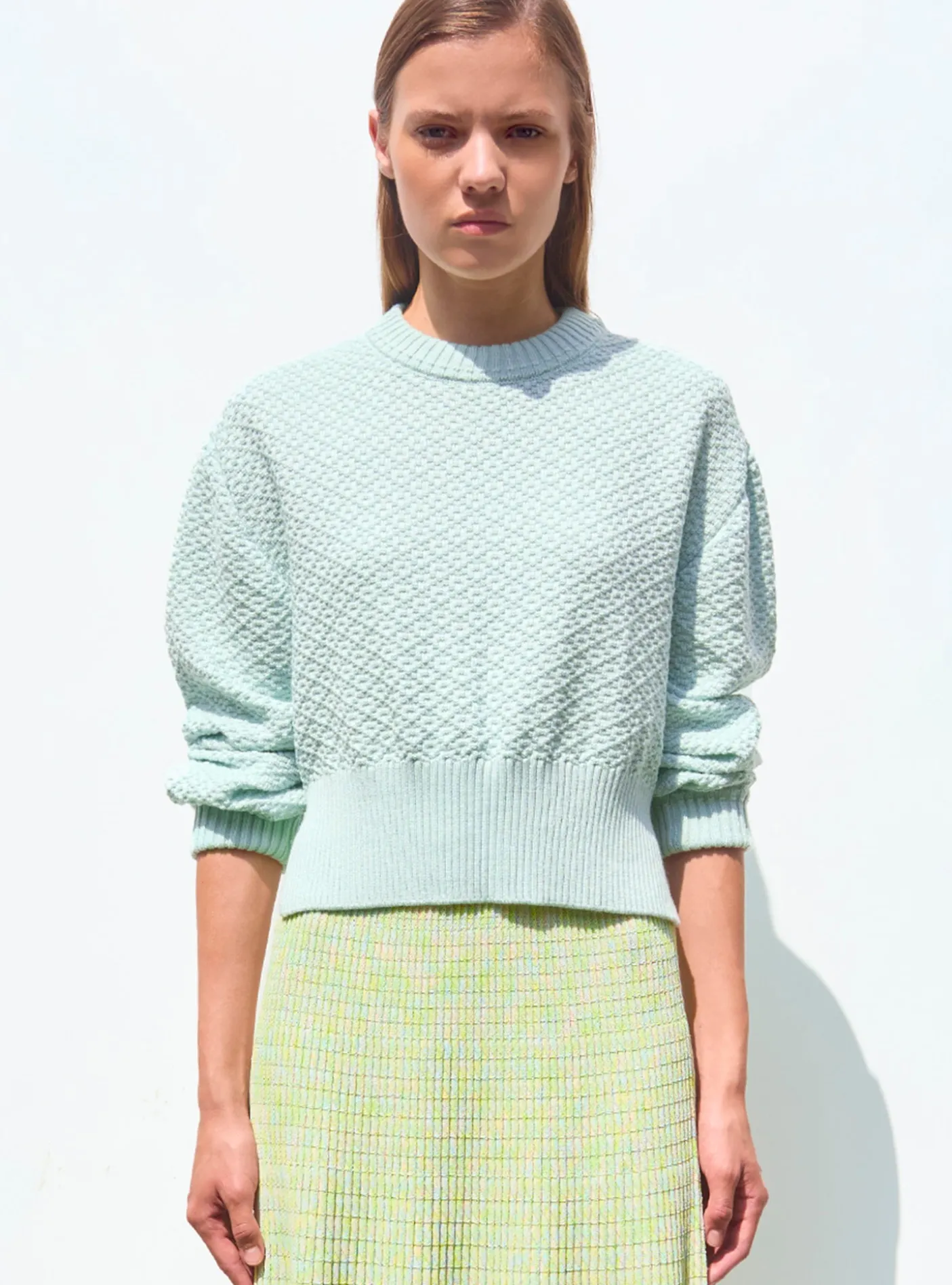 pull court maille damier