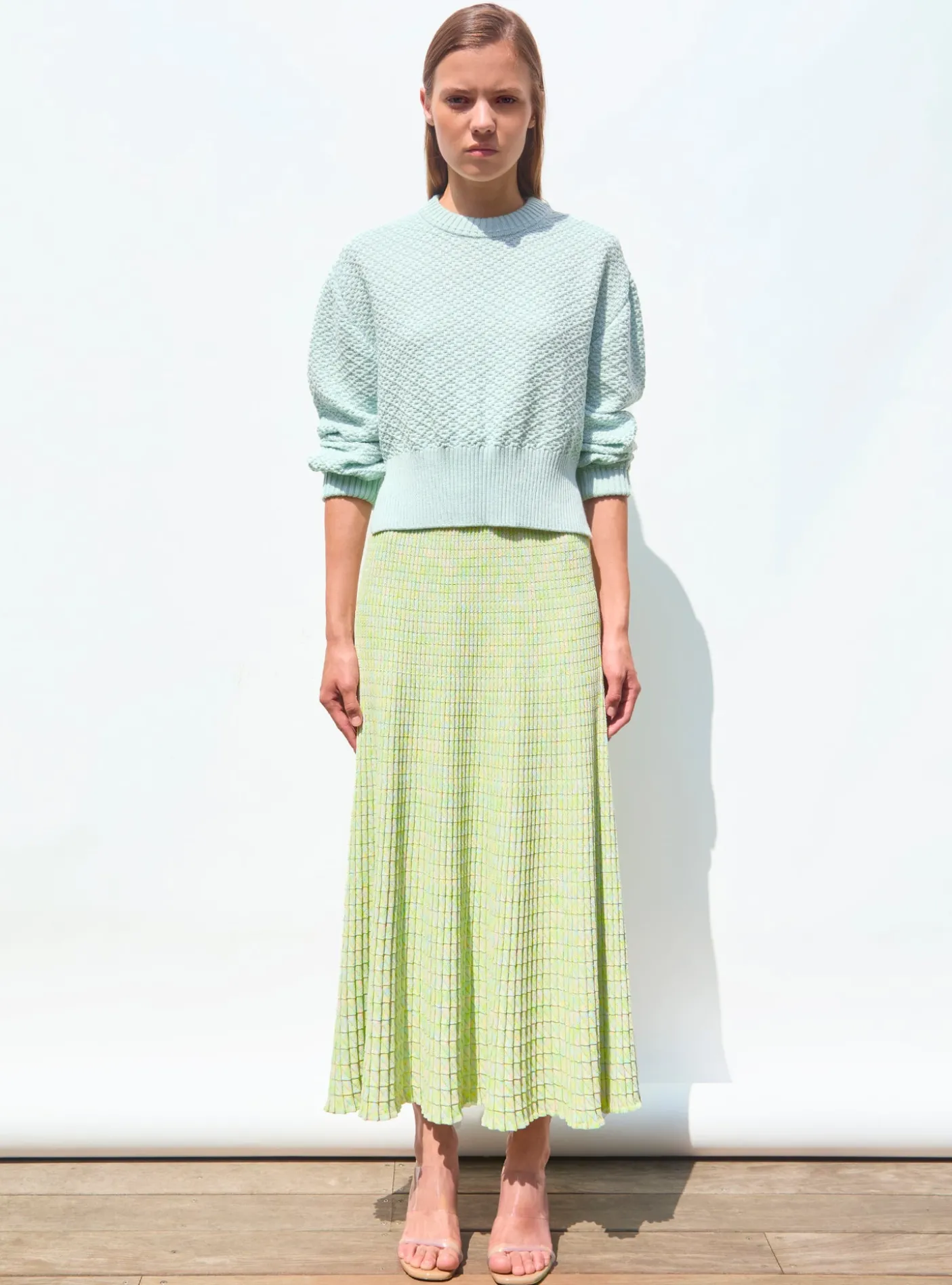 pull court maille damier