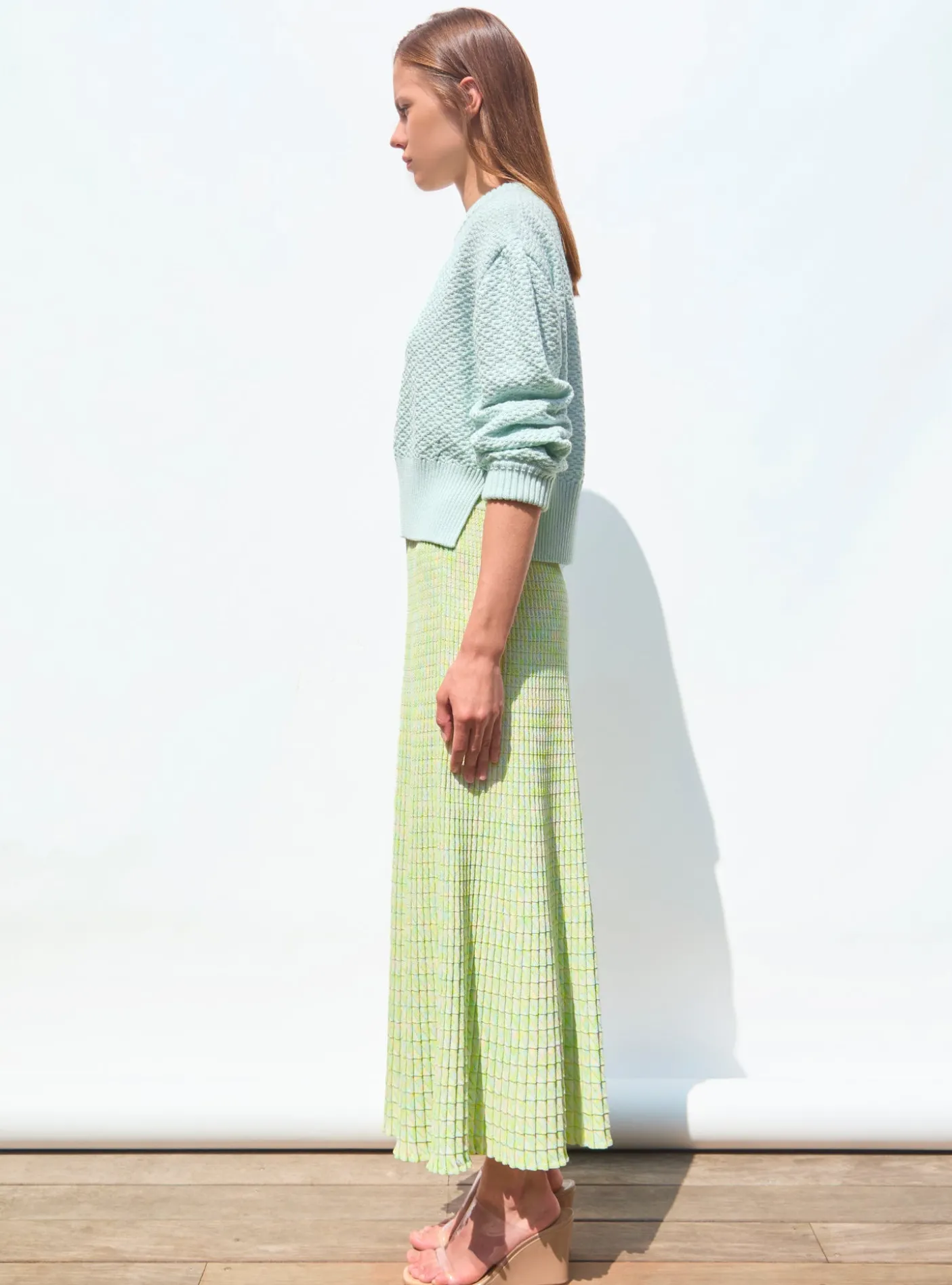 pull court maille damier