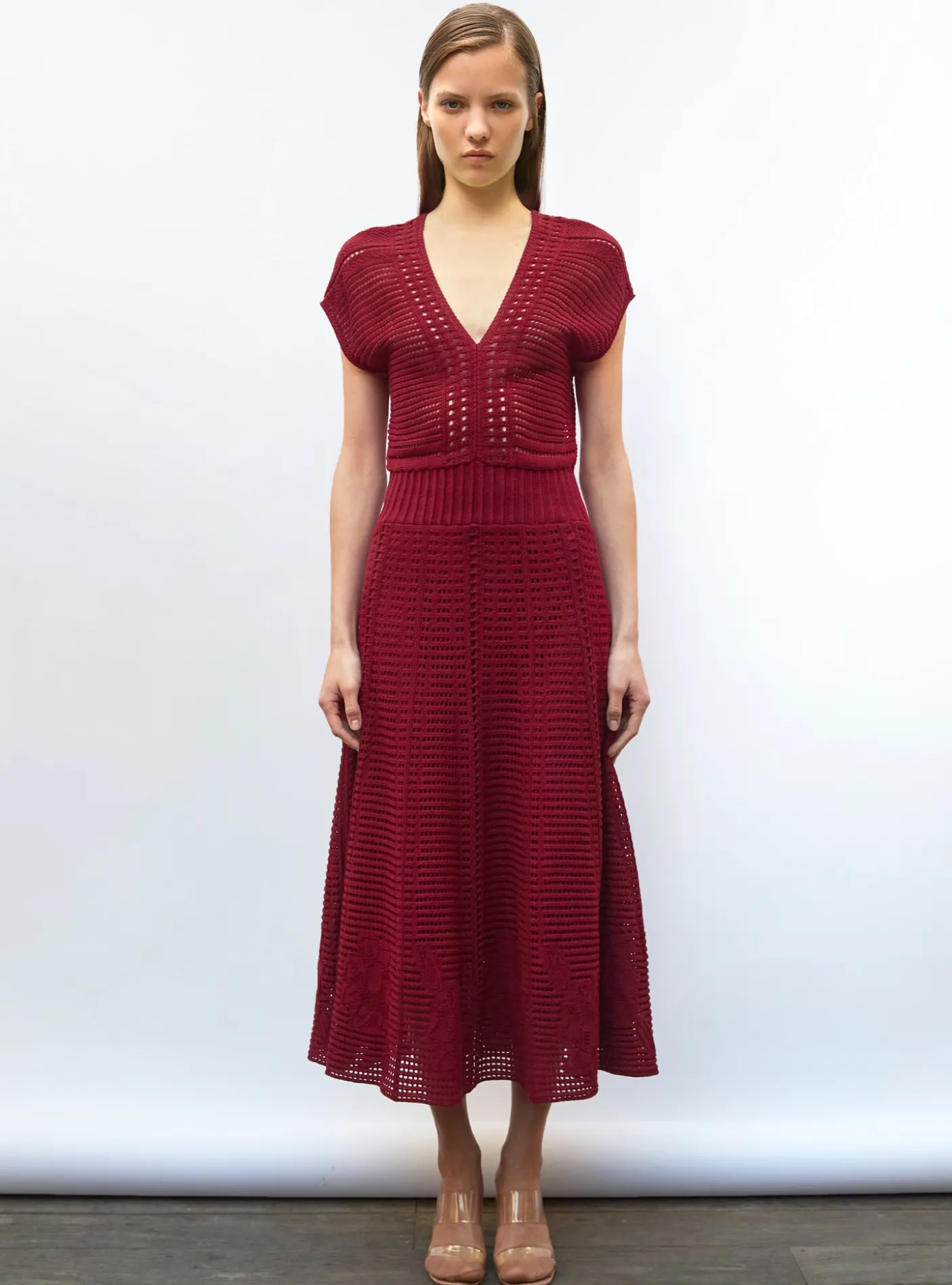 robe en maille cannage ajourée