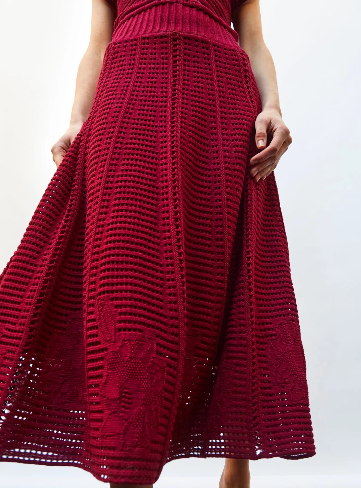 robe en maille cannage ajourée