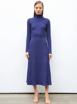 robe longue maille plissée