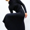 robe longue maille plissée