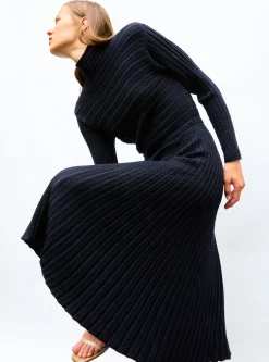 robe longue maille plissée