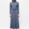 robe longue maille plissée