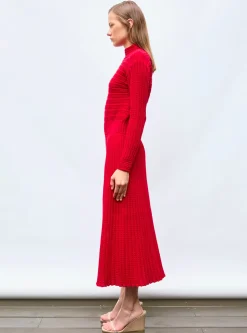 robe longue maille plissée