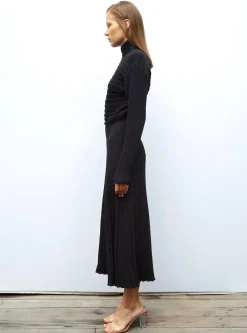 robe longue maille plissée