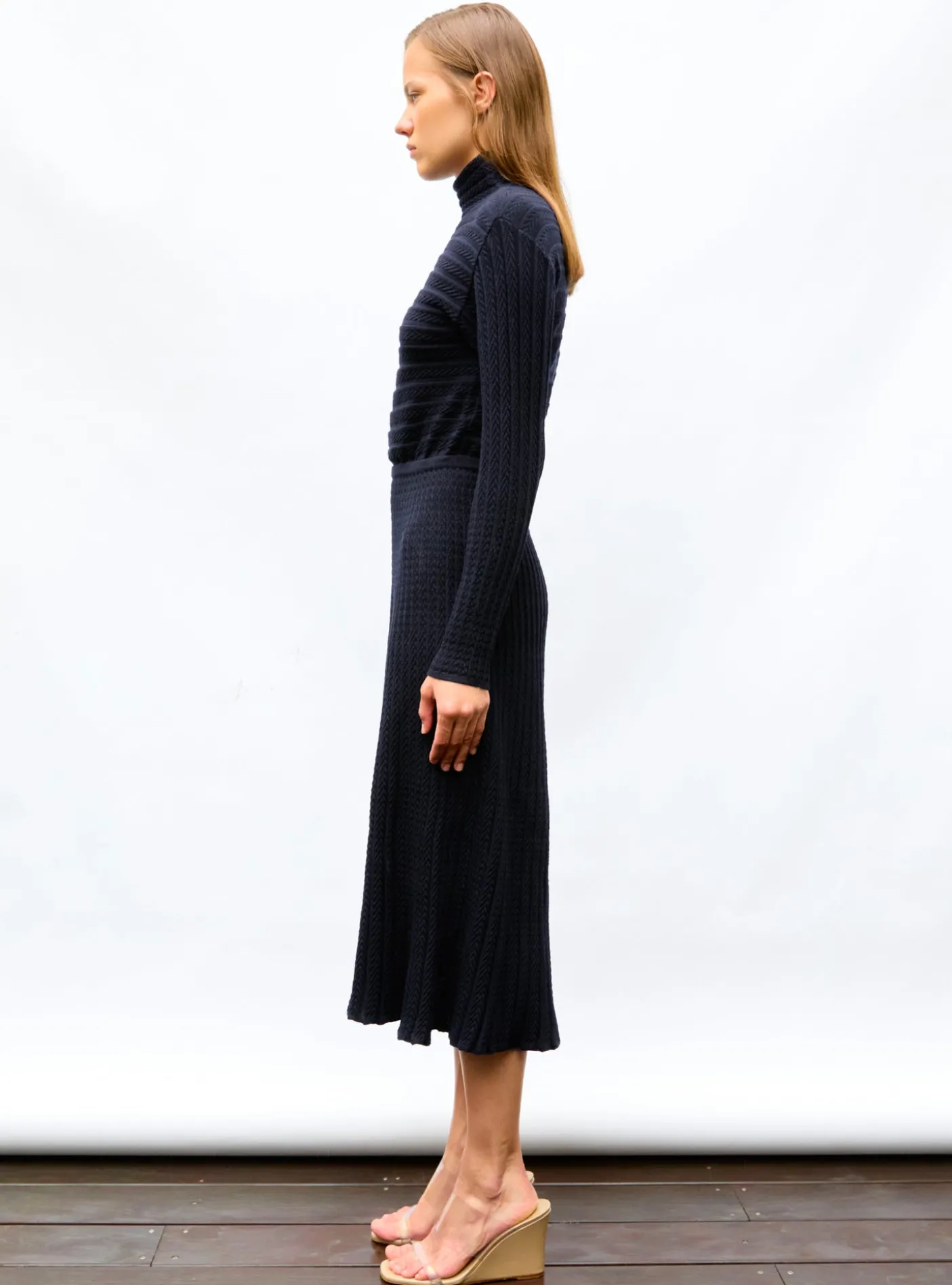 robe longue maille plissée