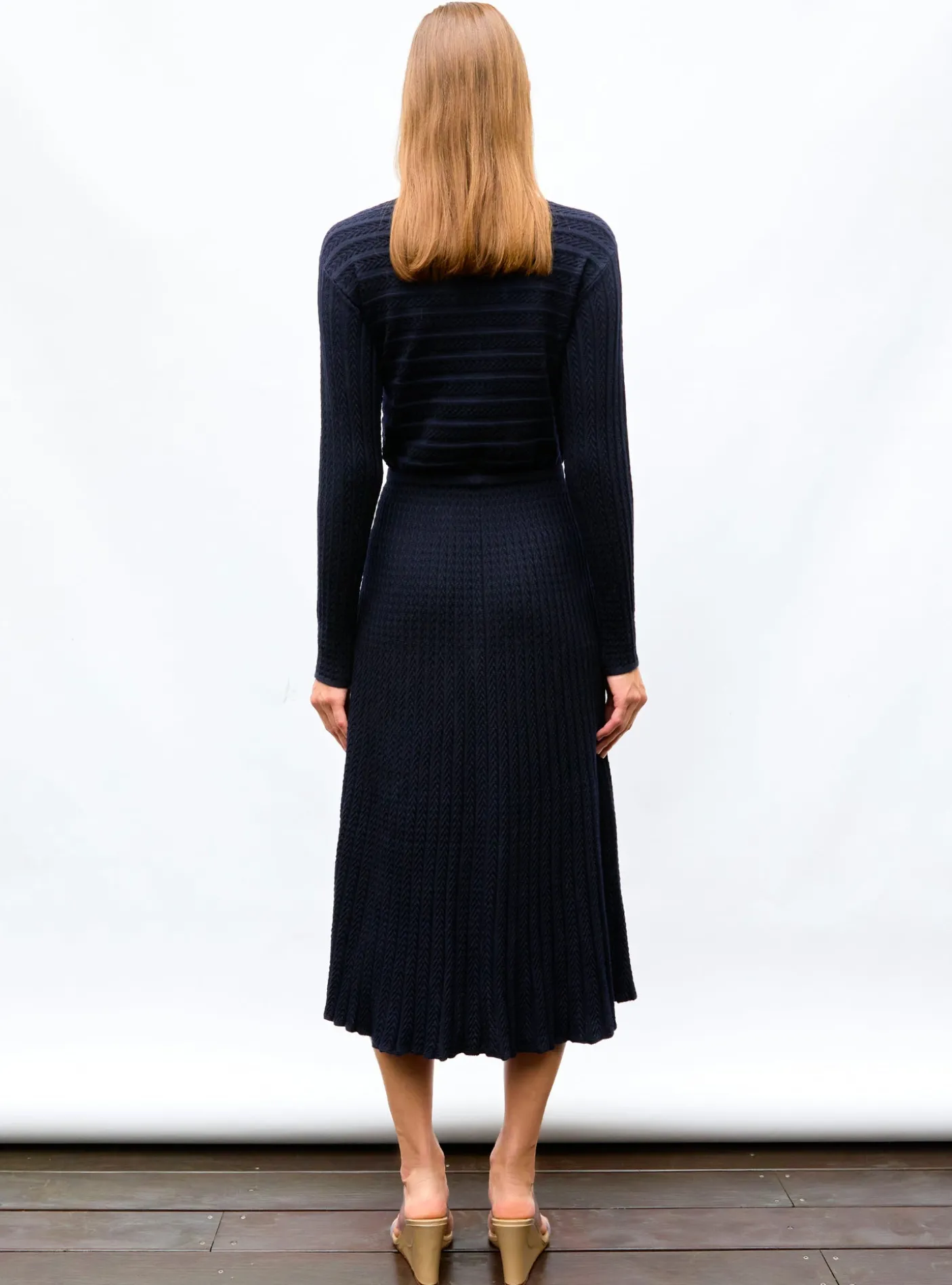 robe longue maille plissée