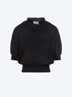 top à col en maille ajourée