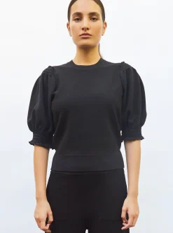 top à détails en maille smockée