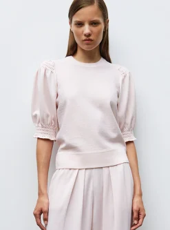 top à détails en maille smockée