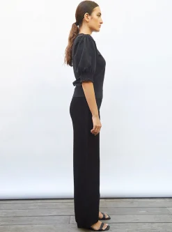 top à détails en maille smockée