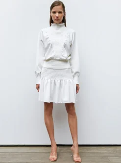 top à plastron smocké