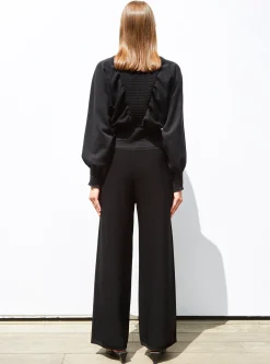 top à plastron smocké