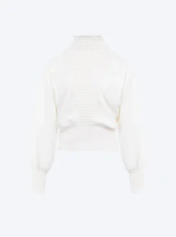 top à plastron smocké