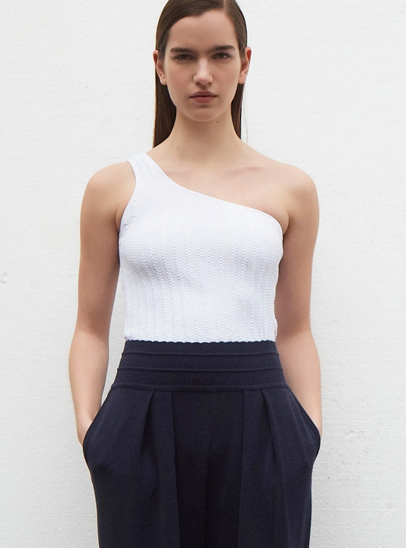 top asymétrique en maille ondulée