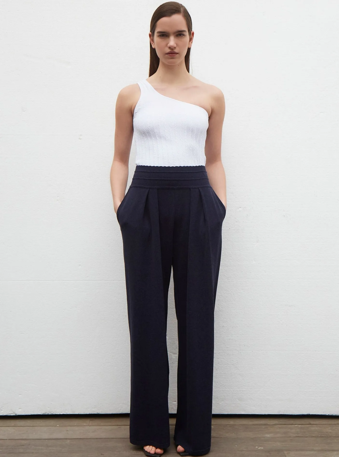 top asymétrique en maille ondulée