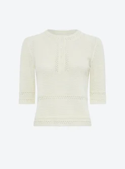 top délicat maille crochet