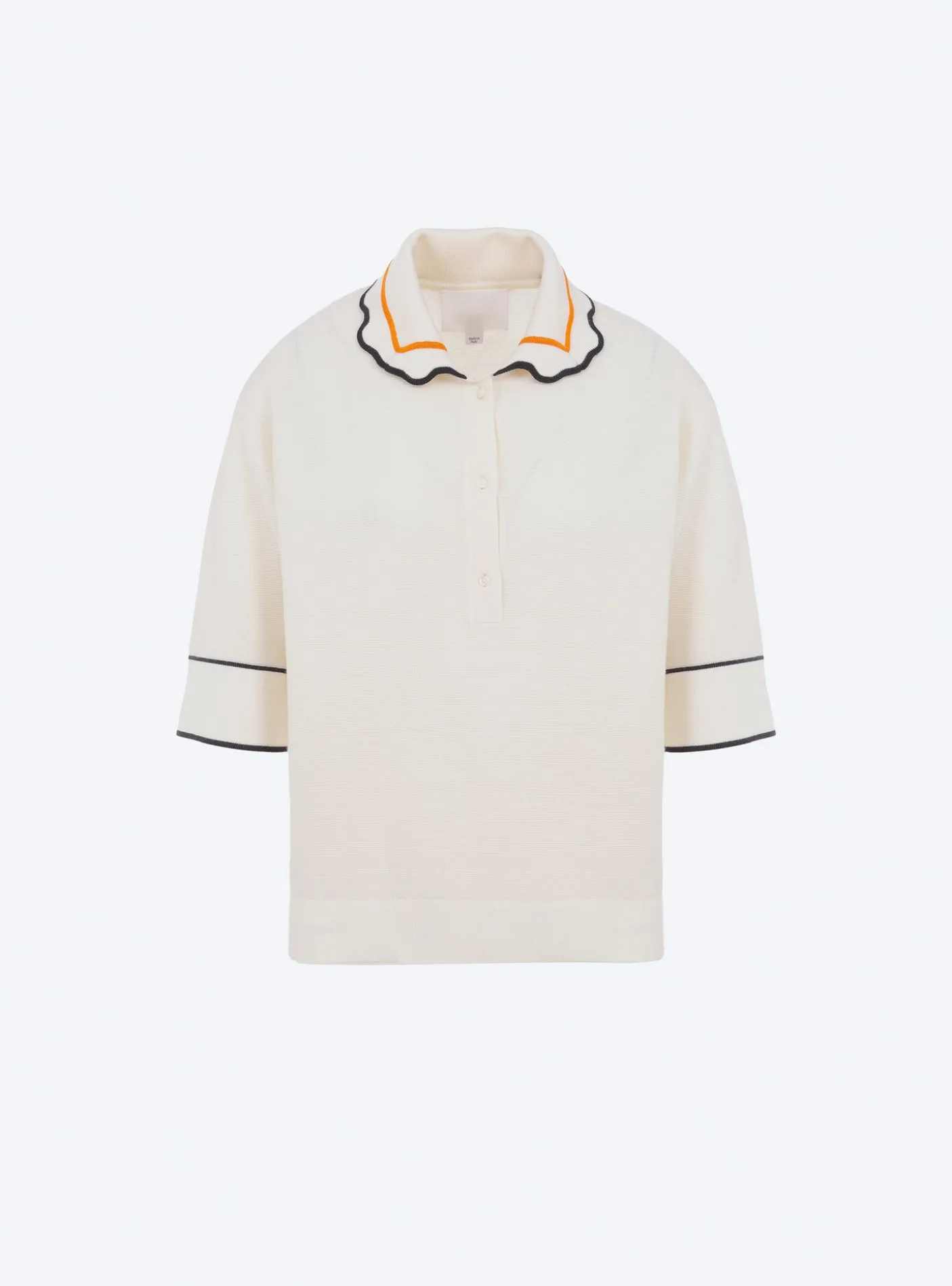 top en maille à col festonné