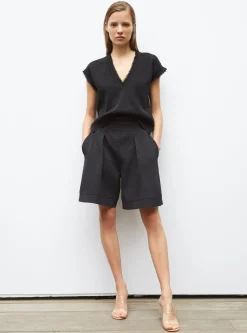 top en maille à franges
