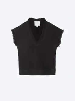 top en maille à franges