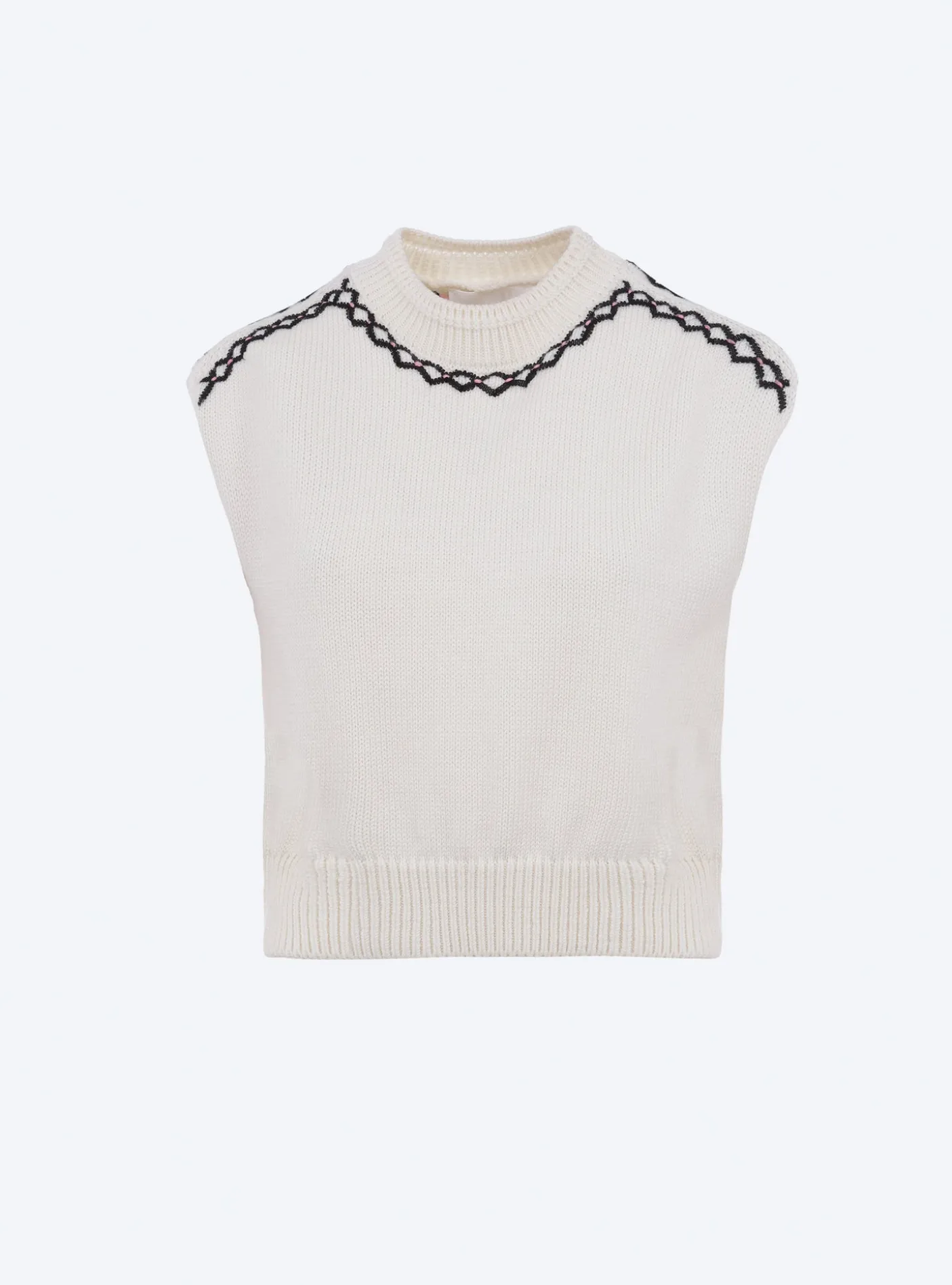 top en maille brodé main