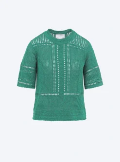 top en maille cannage ajouré