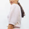 top en maille manches bouffantes