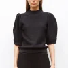 top en maille manches bouffantes