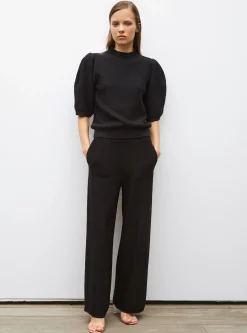 top en maille manches bouffantes