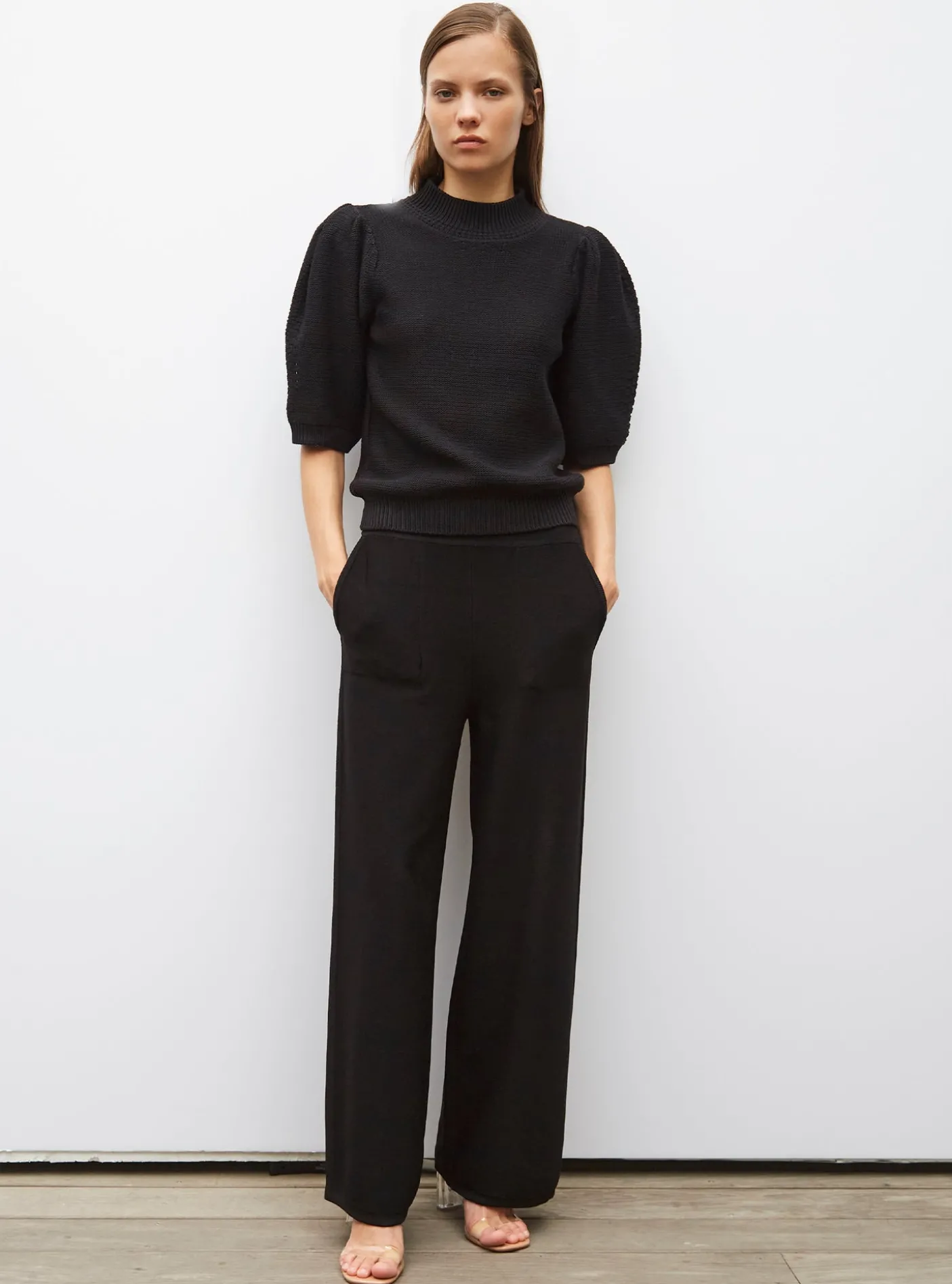 top en maille manches bouffantes