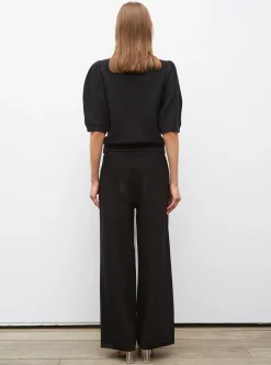top en maille manches bouffantes