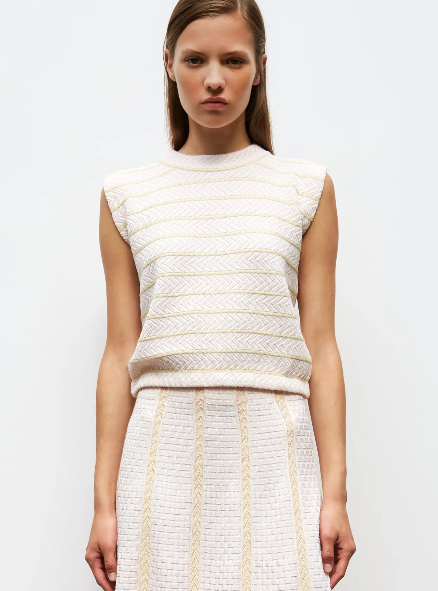 top en maille panier tressé
