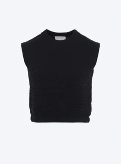 top en maille panier tressé